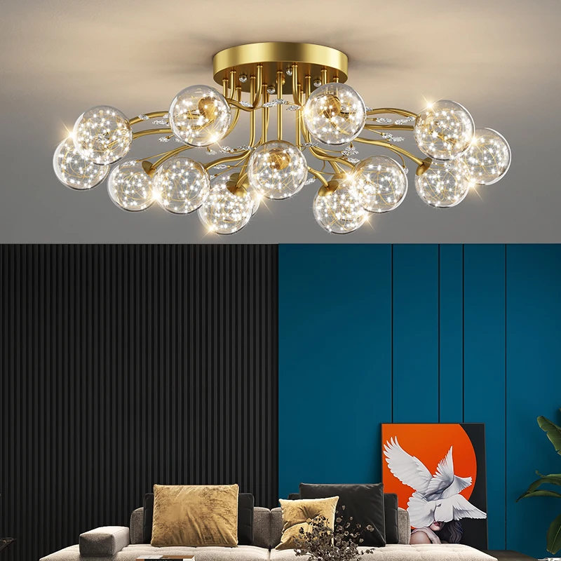 Скандинавски Стъклена топка G9 led Таван, осветителни Тела за Спалнята декорация на хола вътрешно осветление led плафон кристален Тавана Лампа Изображение 2