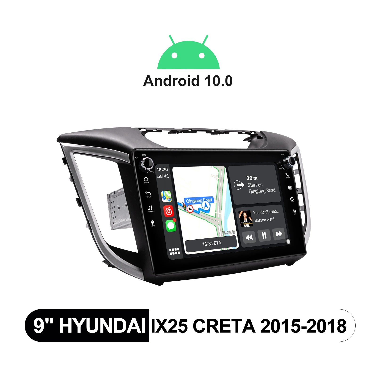 Android 10,0 главното устройство GPS Навигация, 4 GB RAM + 64 GB ROM авто радио за Hyundai IX25 Creta 2015-2018 без DVD-плейър Поддръжка на RDS 4G Изображение 2