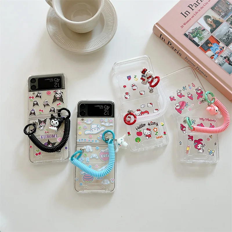 Sanrio Kuromi Cinnamoroll Калъф за Телефон Samsung Galaxy Z Флип 3 5G Zflip3 Z Флип 4 Flip3 Zflip Flip4 Сладък Калъф My Melody Седалките Изображение 2