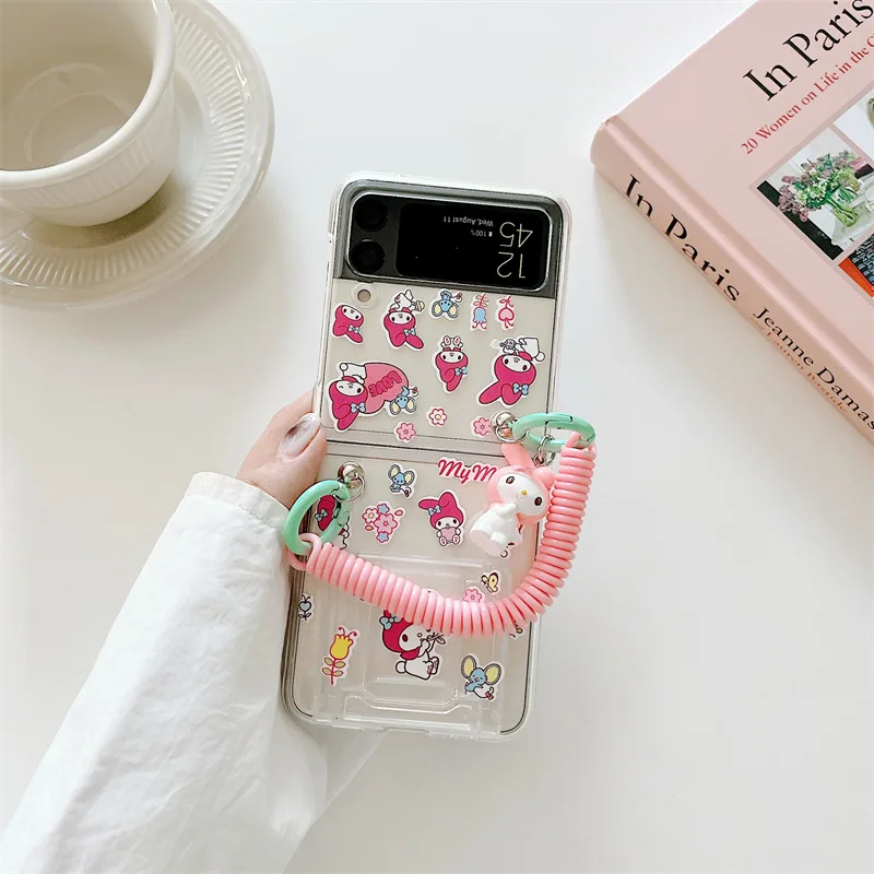 Sanrio Kuromi Cinnamoroll Калъф за Телефон Samsung Galaxy Z Флип 3 5G Zflip3 Z Флип 4 Flip3 Zflip Flip4 Сладък Калъф My Melody Седалките Изображение 4